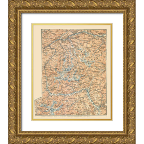 Europe Mountains Austria Italy - Baedeker 1896 Gold Ornate Wood Framed Art Print with Double Matting by Baedeker
