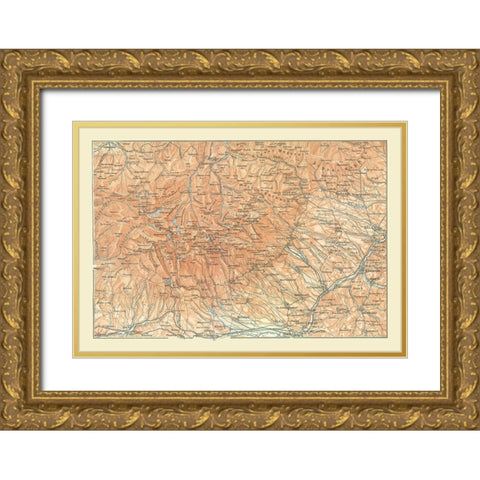 Europe Mountains Poland Slovakia - Baedeker 1896 Gold Ornate Wood Framed Art Print with Double Matting by Baedeker