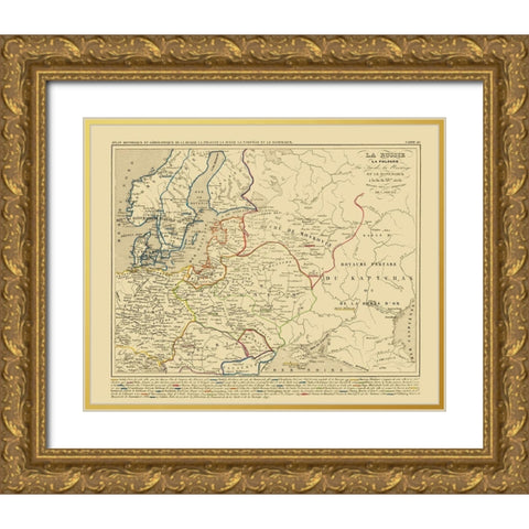 Europe Russia Poland Scandinavia - Houze 1850 Gold Ornate Wood Framed Art Print with Double Matting by Houze