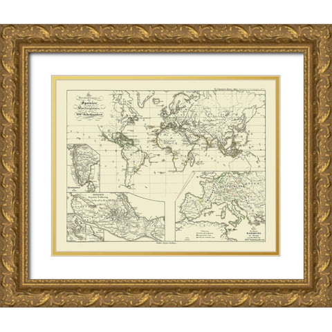 Spain Portugal 16 Century - Perthes Gold Ornate Wood Framed Art Print with Double Matting by Perthes