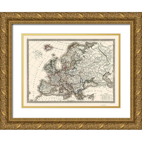 Europe - Monin 1839 Gold Ornate Wood Framed Art Print with Double Matting by Monin