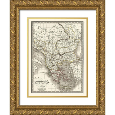 Europe Greece Turkey - Monin 1839 Gold Ornate Wood Framed Art Print with Double Matting by Monin