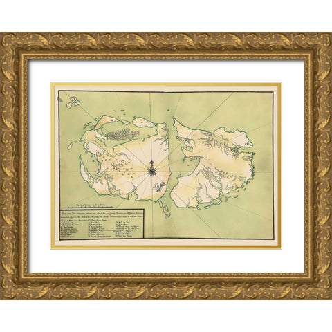 Falkland Islands South America - 1700 Gold Ornate Wood Framed Art Print with Double Matting by Unknown