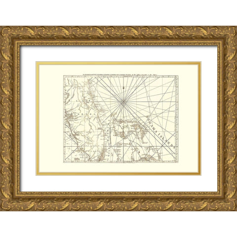 Bahamas, East Florida - Sartine 1775 Gold Ornate Wood Framed Art Print with Double Matting by Sartine