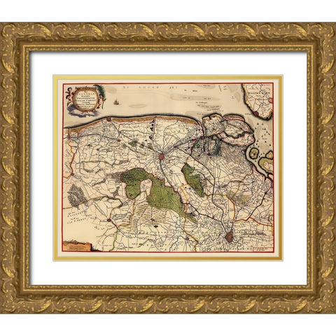 Benelux Flemish Brabant Belgium - De Wit 1688 Gold Ornate Wood Framed Art Print with Double Matting by De Wit