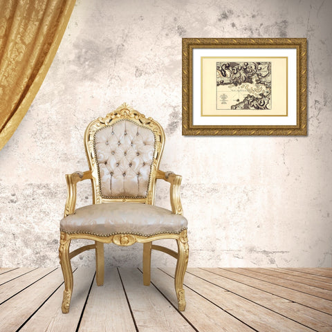 Caribbean Ft Royal with Bay of CulDeSac Martinique Gold Ornate Wood Framed Art Print with Double Matting by Jefferys