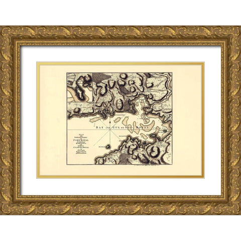 Caribbean Ft Royal with Bay of CulDeSac Martinique Gold Ornate Wood Framed Art Print with Double Matting by Jefferys