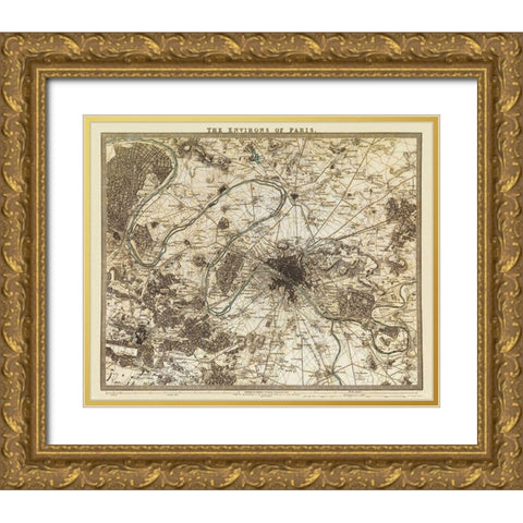 Paris France - Cradock 1832 Gold Ornate Wood Framed Art Print with Double Matting by Cradock