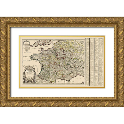 France - Iaillot 1724 Gold Ornate Wood Framed Art Print with Double Matting by Iaillot