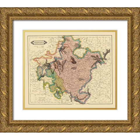 Franconia Duchy Germany - Hamilton 1831 Gold Ornate Wood Framed Art Print with Double Matting by Hamilton
