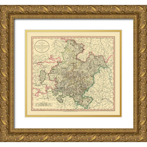 Franconia Germany - Cary 1799 Gold Ornate Wood Framed Art Print with Double Matting by Cary