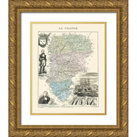 Aisne Region France - Migeon 1869 Gold Ornate Wood Framed Art Print with Double Matting by Migeon