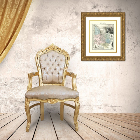 Gironide Region France - Migeon 1869 Gold Ornate Wood Framed Art Print with Double Matting by Migeon
