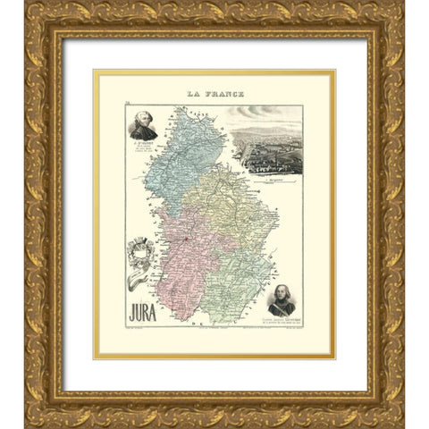 Jura Region France - Migeon 1869 Gold Ornate Wood Framed Art Print with Double Matting by Migeon