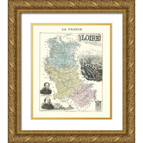 Loire Region France - Migeon 1869 Gold Ornate Wood Framed Art Print with Double Matting by Migeon