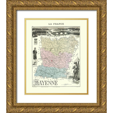 Mayenne Region France - Migeon 1869 Gold Ornate Wood Framed Art Print with Double Matting by Migeon