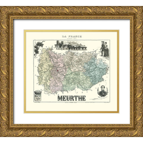 Meurthe Region France - Migeon 1870 Gold Ornate Wood Framed Art Print with Double Matting by Migeon