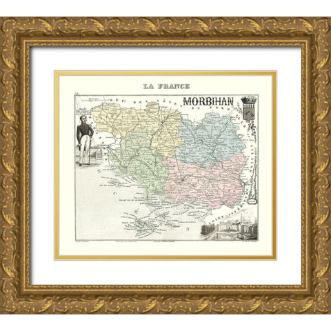 Morbihan Region France - Migeon 1869 Gold Ornate Wood Framed Art Print with Double Matting by Migeon