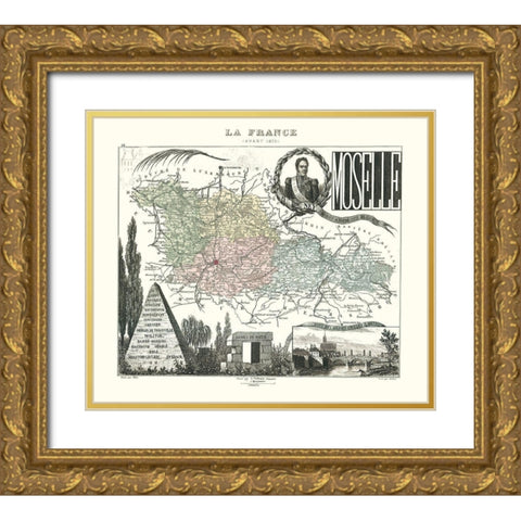 Moselle Region France - Migeon 1869 Gold Ornate Wood Framed Art Print with Double Matting by Migeon