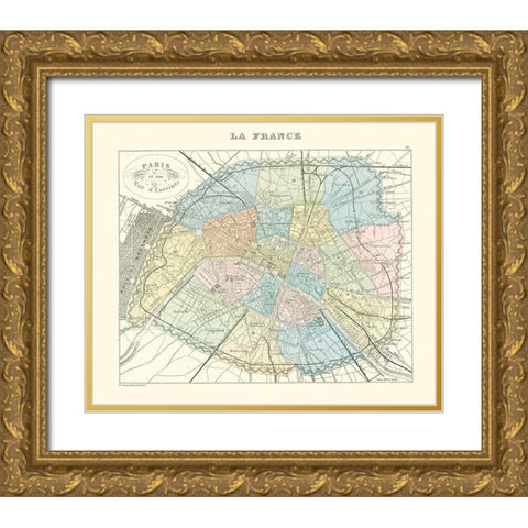 Paris France - Migeon 1869 Gold Ornate Wood Framed Art Print with Double Matting by Migeon