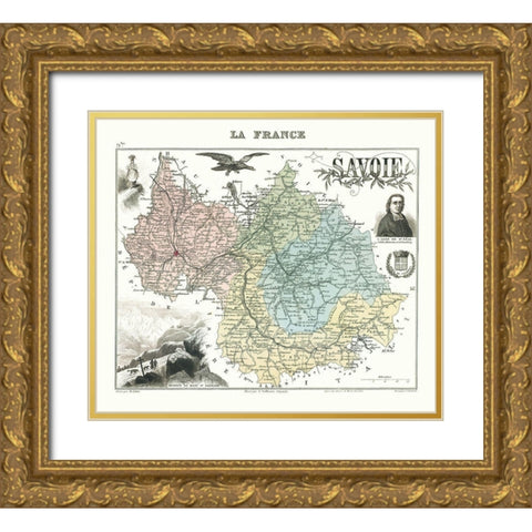 Savoie Department France - Migeon 1869 Gold Ornate Wood Framed Art Print with Double Matting by Migeon
