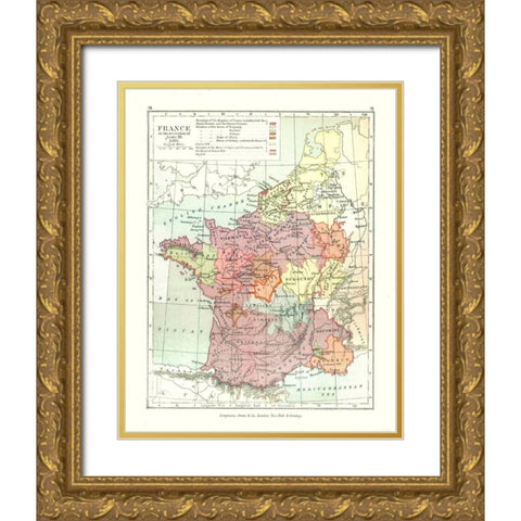France 1461 - Gardiner 1902 Gold Ornate Wood Framed Art Print with Double Matting by Gardiner