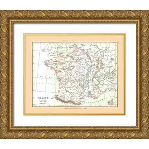France 1789 - Gardiner 1902 Gold Ornate Wood Framed Art Print with Double Matting by Gardiner