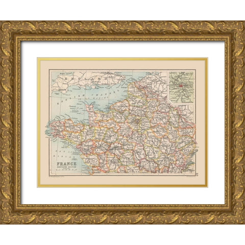Northern France - Bartholomew 1892 Gold Ornate Wood Framed Art Print with Double Matting by Bartholomew