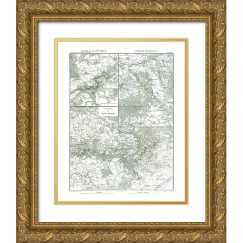 Montreau Brienne Montmirail France - Thiers 1866 Gold Ornate Wood Framed Art Print with Double Matting by Thiers