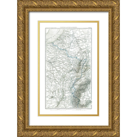 East France - Thiers 1866 Gold Ornate Wood Framed Art Print with Double Matting by Thiers