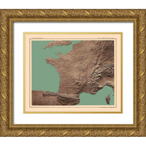 Relief France - Schrader 1908 Gold Ornate Wood Framed Art Print with Double Matting by Schrader