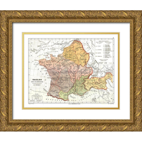 Gaul Empires France - Cortambert 1880 Gold Ornate Wood Framed Art Print with Double Matting by Cortambert