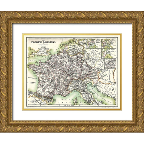 Frankish Dominions Carolingian 768-900 France Gold Ornate Wood Framed Art Print with Double Matting by Poole