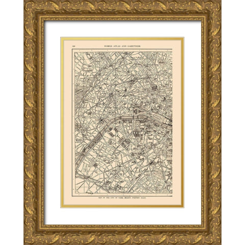 Western Paris France - Reynold 1921 Gold Ornate Wood Framed Art Print with Double Matting by Reynold