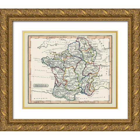 Ancient France - Fenner 1830 Gold Ornate Wood Framed Art Print with Double Matting by Fenner