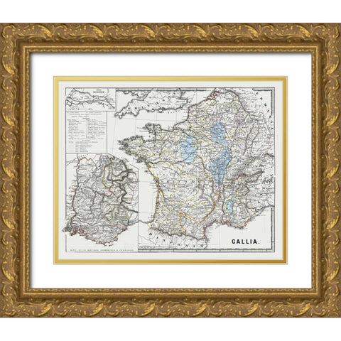 Gallia France - Spruner 1865 Gold Ornate Wood Framed Art Print with Double Matting by Spruner