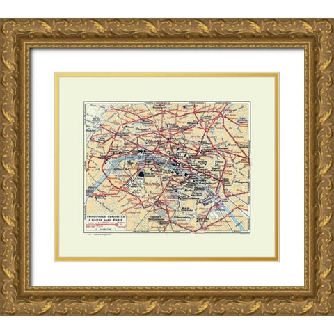 Tourist Attractions Paris France - Hermann 1921 Gold Ornate Wood Framed Art Print with Double Matting by Hermann