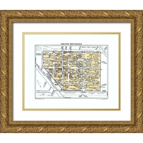 Montparnasse Cemetery Paris France Gold Ornate Wood Framed Art Print with Double Matting by Blue Guides