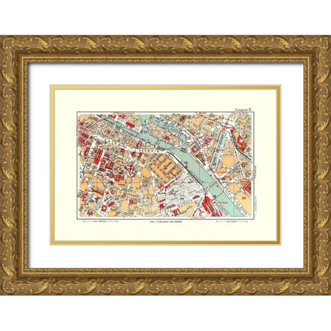 Jardin des Plantes Paris France - Blue Guides 1921 Gold Ornate Wood Framed Art Print with Double Matting by Blue Guides