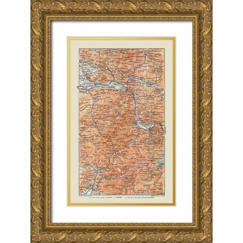 Aravis Range France - Baedeker 1921 Gold Ornate Wood Framed Art Print with Double Matting by Baedeker