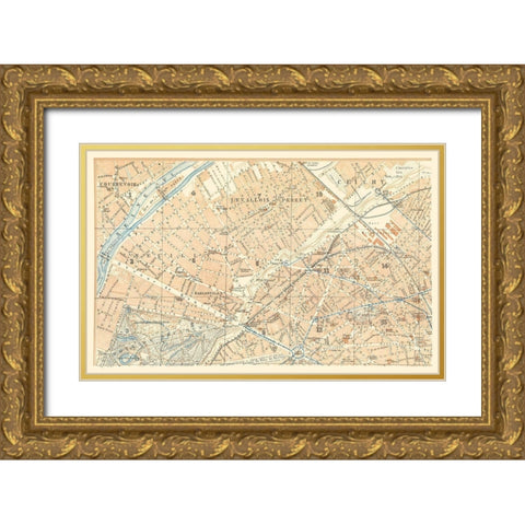 Courbevoie Clichy Paris France - Baedeker 1911 Gold Ornate Wood Framed Art Print with Double Matting by Baedeker