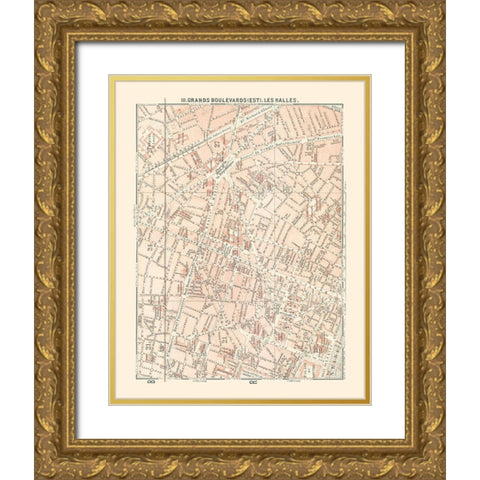 Les Halles Paris France - Baedeker 1911 Gold Ornate Wood Framed Art Print with Double Matting by Baedeker