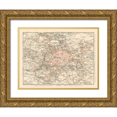 Paris France - Baedeker 1911 Gold Ornate Wood Framed Art Print with Double Matting by Baedeker