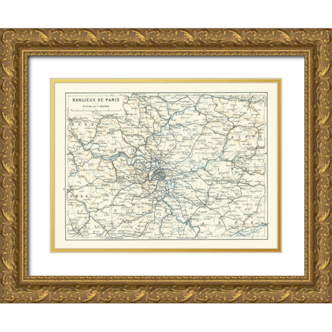 Suburbs Paris France - Baedeker 1911 Gold Ornate Wood Framed Art Print with Double Matting by Baedeker