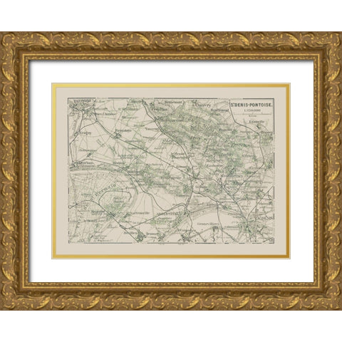 Saint Denis Pontoise Paris France - Baedeker 1911 Gold Ornate Wood Framed Art Print with Double Matting by Baedeker