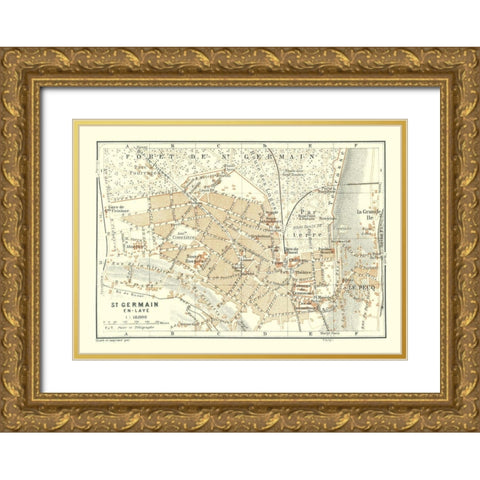 Saint Germain en Laye Paris France - Baedeker 1911 Gold Ornate Wood Framed Art Print with Double Matting by Baedeker