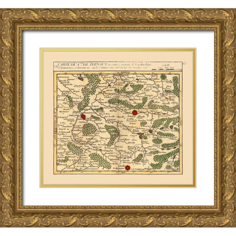 Landrecies France - Robert 1748  Gold Ornate Wood Framed Art Print with Double Matting by Robert