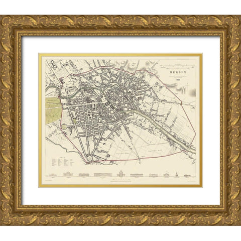 Berlin Germany - Baldwin 1833 Gold Ornate Wood Framed Art Print with Double Matting by Baldwin