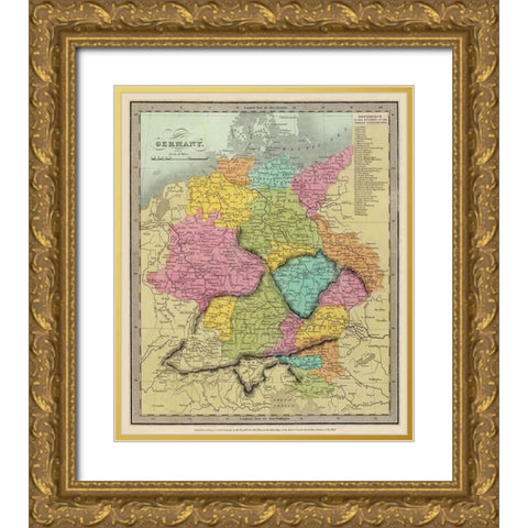 Germany - Burr 1834 Gold Ornate Wood Framed Art Print with Double Matting by Burr