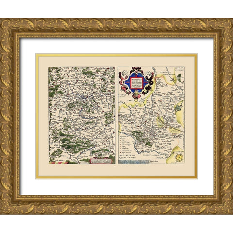Schleswig Holstein Region Germany - Ortelius 1573 Gold Ornate Wood Framed Art Print with Double Matting by Ortelius